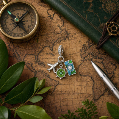 Charm pendant globe terrestre, motif carte du monde, pour femme, modèle Cartografia
