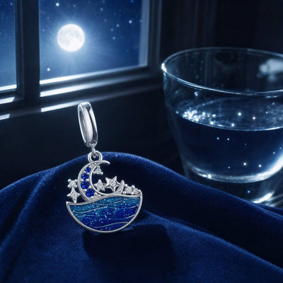 Charm pendant, clair de lune sur l'océan, pour femme, modèle Selenia