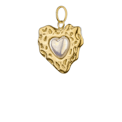 Charm pendant cœur nacré texturé, pour femme, modèle Élyse