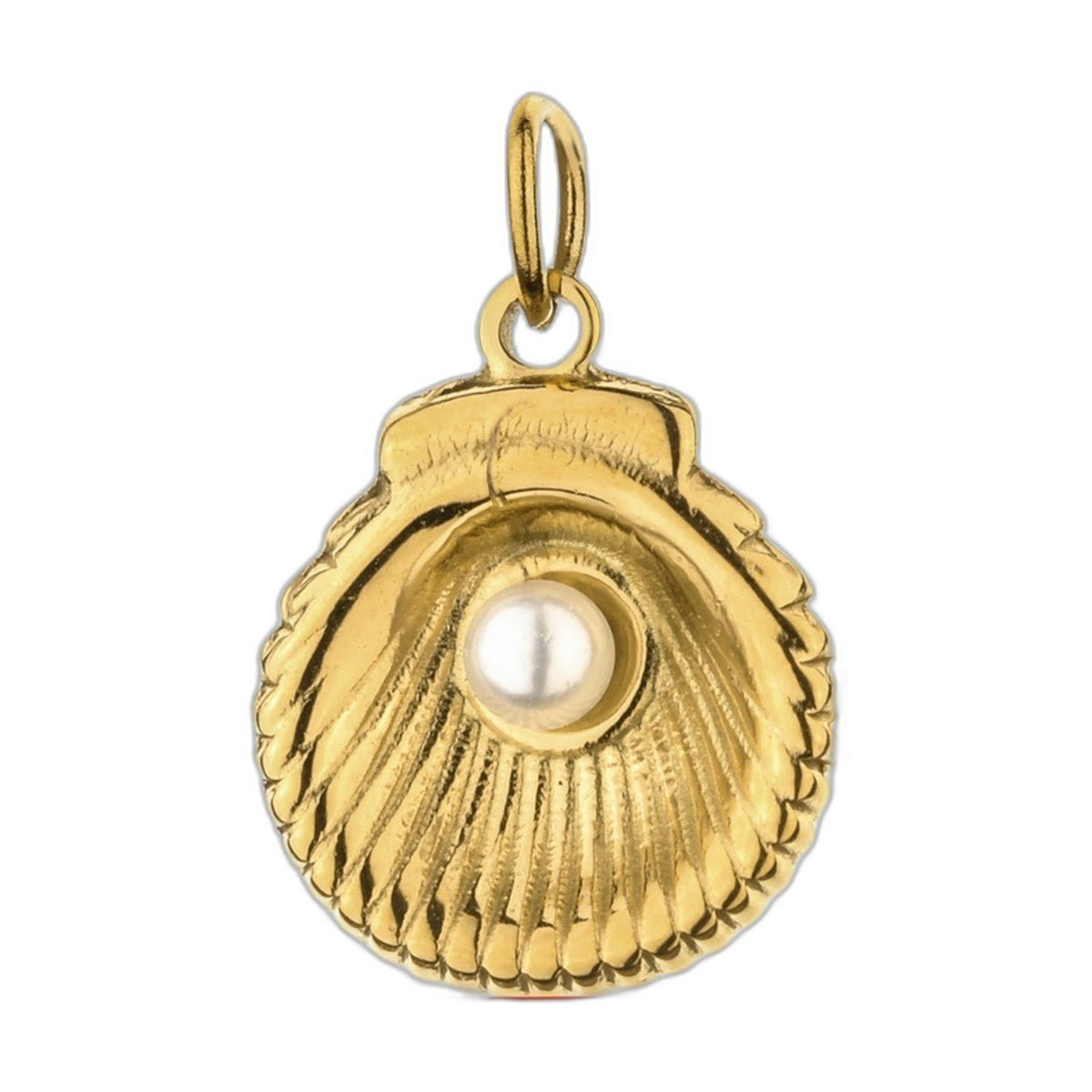 Charm-Anhänger goldene Muschel mit Perle, für Damen, Modell Perlina