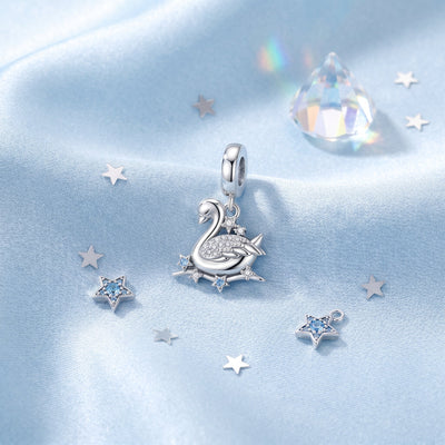 Charm pendant, cygne blanc mignon, pour femme, modèle Cygnea
