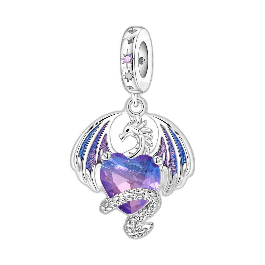 Charm-Anhänger, niedlicher schillernder fliegender Drache, für Damen, Modell Dracoria