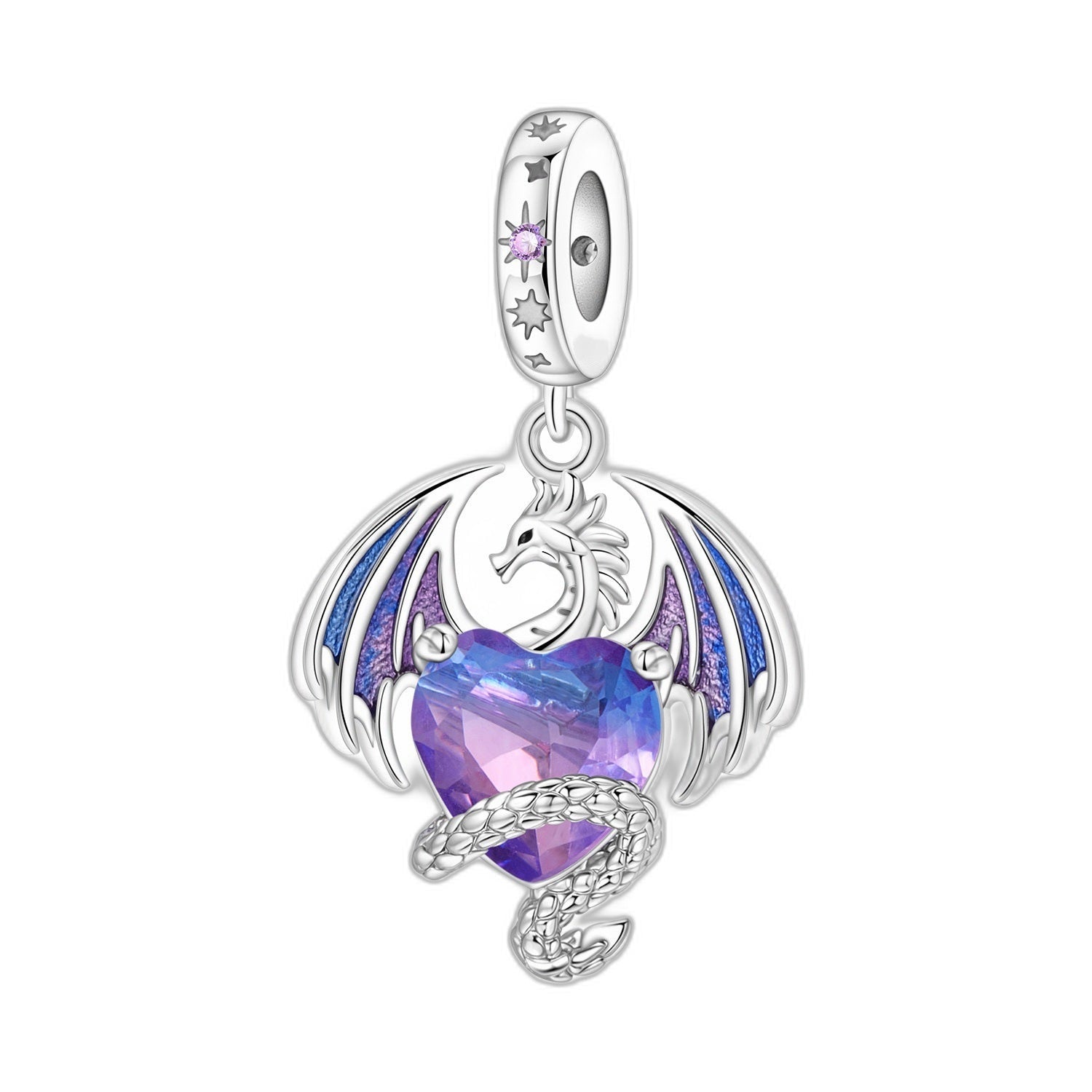 Pendente charm, dragão voador iridescente adorável, para mulher, modelo Dracoria