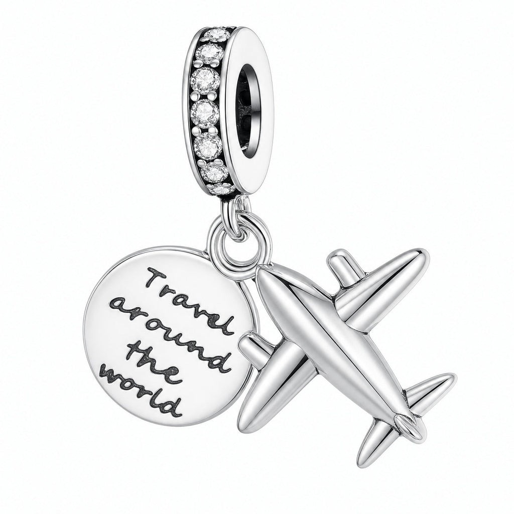 Charm pendant, travel duo airplane and globe, for women, Dualis model