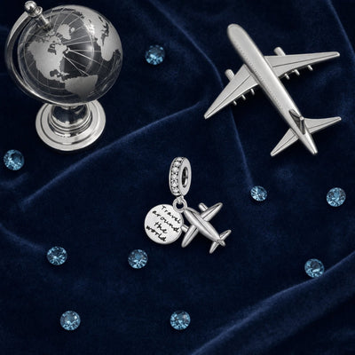 Charm pendant, travel duo airplane and globe, for women, Dualis model