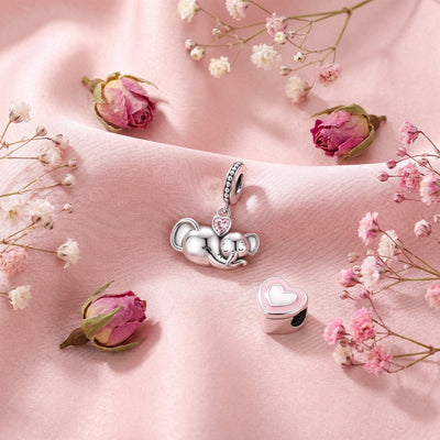 Charm pendant, éléphant mère bébé mignon, pour femme, modèle Elephamour