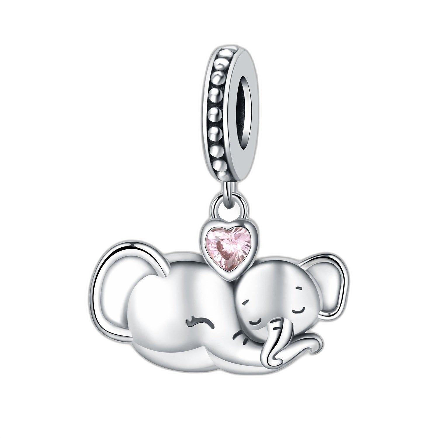 Charm pendant, cute mother and baby elephant, for women, Elephamour model