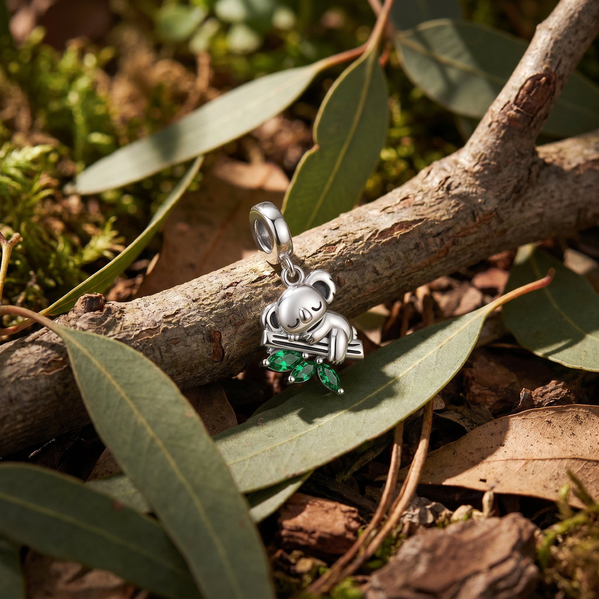 Ciondolo charm, koala sull'albero carino, per donna, modello Koalyptus