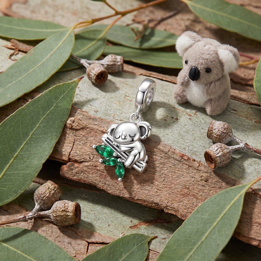 Ciondolo charm, koala sull'albero carino, per donna, modello Koalyptus