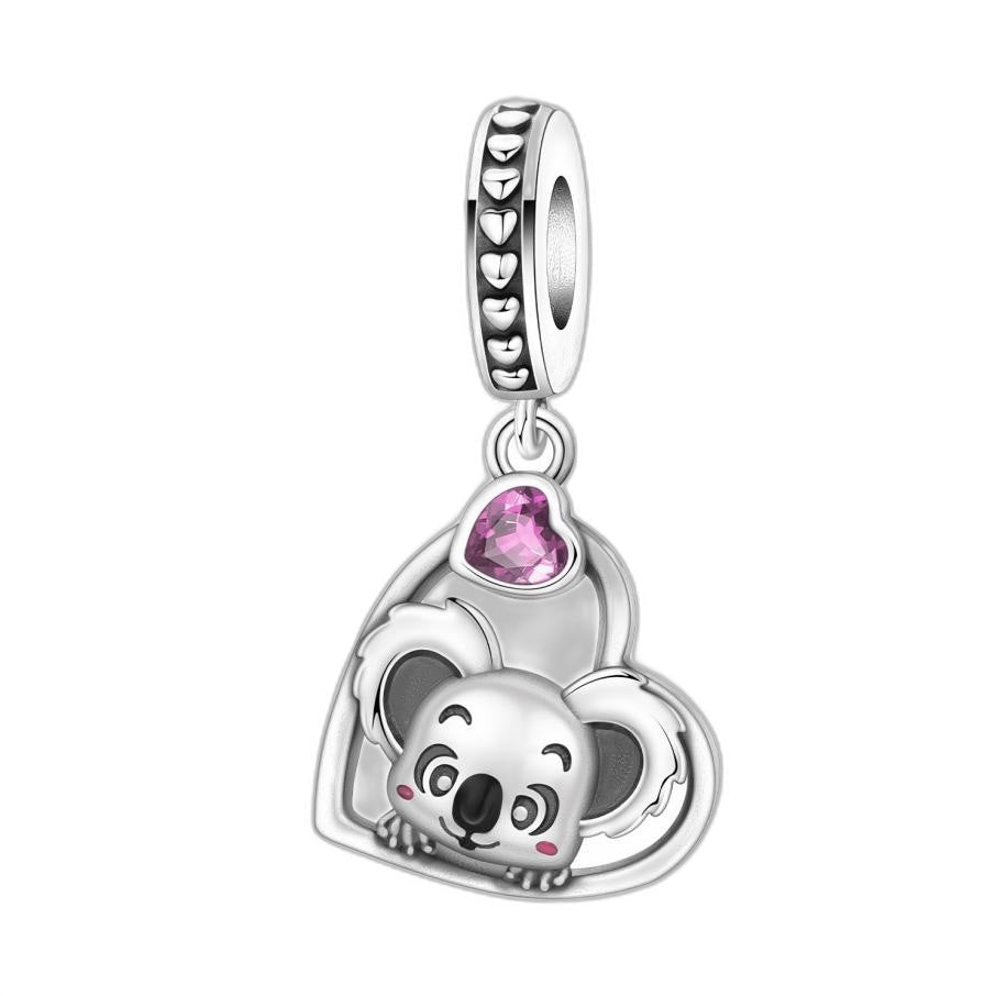 Charm pendant, koala coeur mignon, pour femme, modèle Koalina