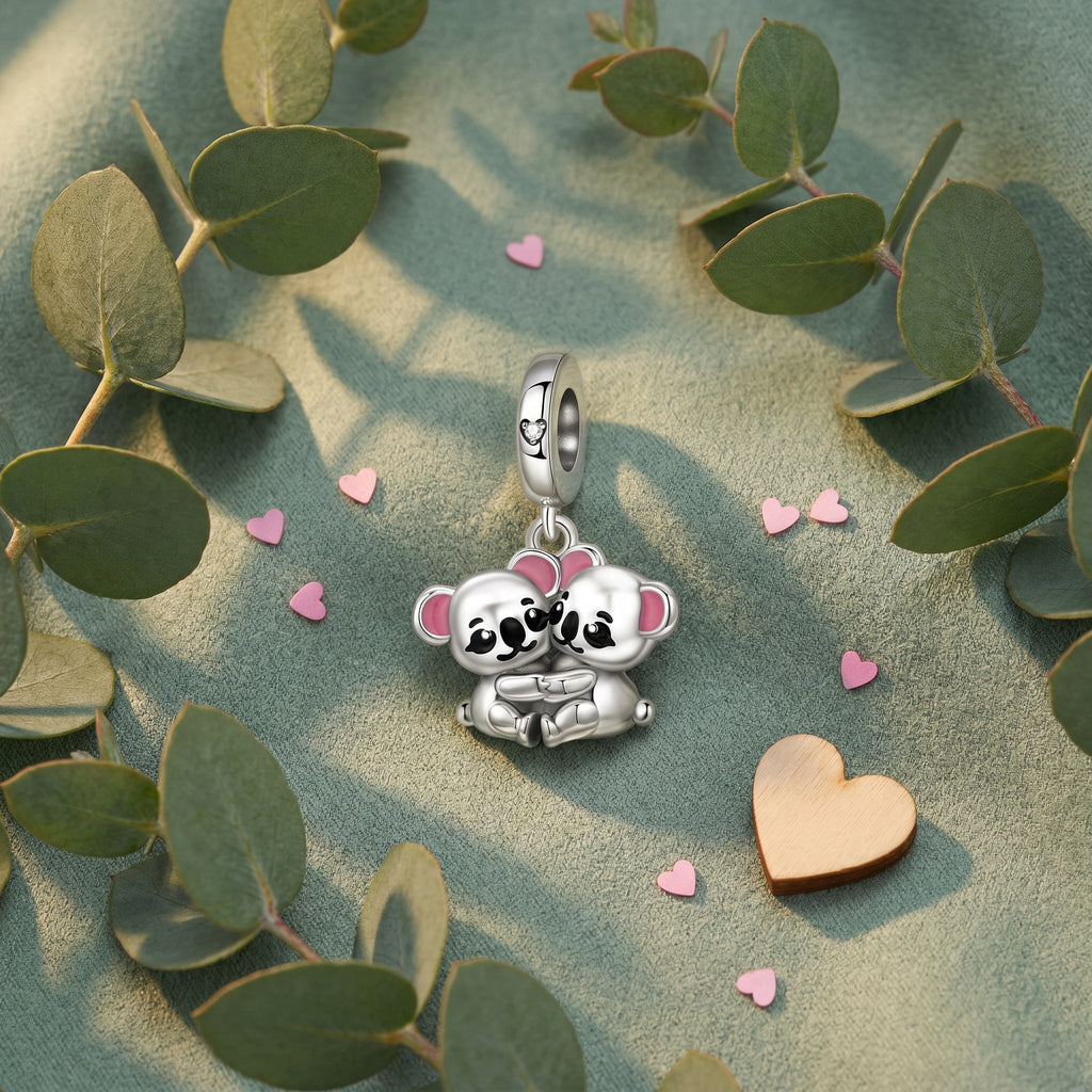 Pandantiv charm, koala îmbrățișați drăgălași, pentru femei, model Koalamour