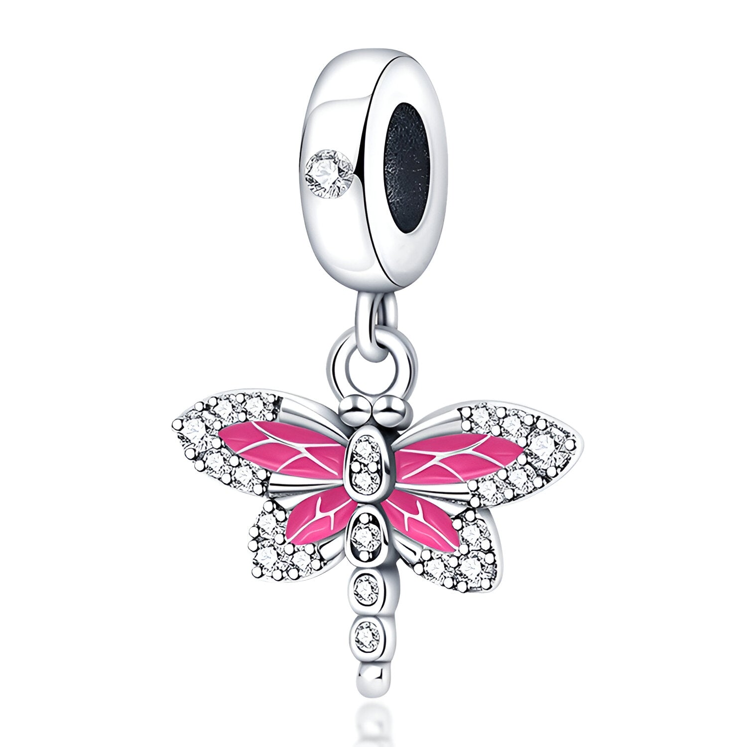 Charm pendant libellule rose, pour femme, modèle Delara - La Boutique du Bracelet