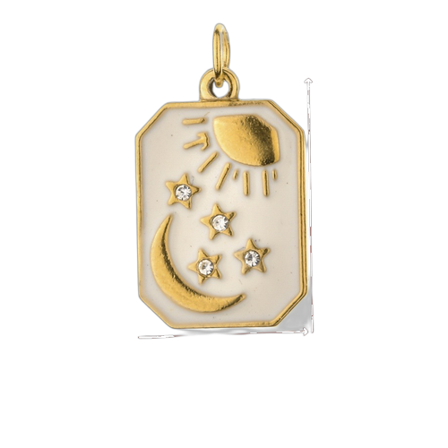 Charm pendant médaillon astral soleil lune étoiles, pour femme, modèle Célestia
