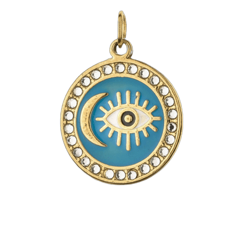 Charm pendant œil lune turquoise, pour femme, modèle Lunéa