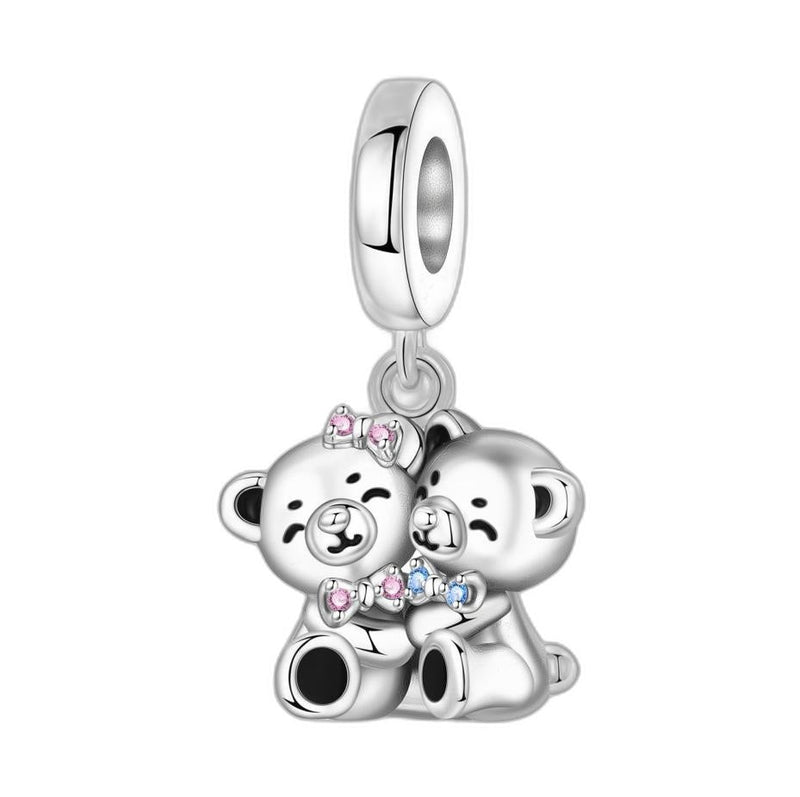 Charm pendant, cute hugging bear, for women, Abbraccio model