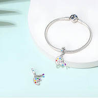 Charm pendentif palette de peinture en argent avec peinture colorée, pour bracelet femme.