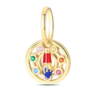 Charm pendentif cercle doré avec pinceau coloré brillant et anneau attaché.