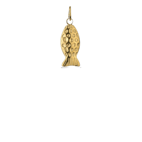 Charm pendant poisson doré texturé, pour femme, modèle Poséidon