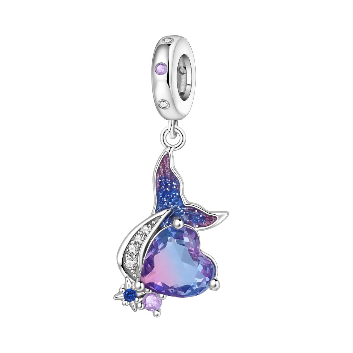Charm-Anhänger, Sternen-Meerjungfrauenschwanz mit Herz, für Damen, Modell Sirenia