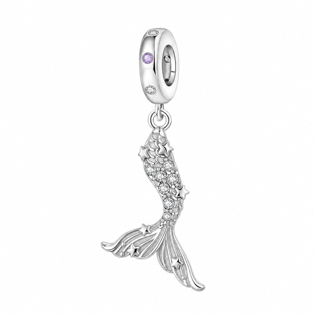 Charm pendant, starry mermaid tail heart, for women, Sirenia model