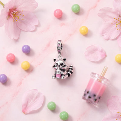 Charm pendant, raton laveur bubble tea mignon, pour femme, modèle Ratonboba
