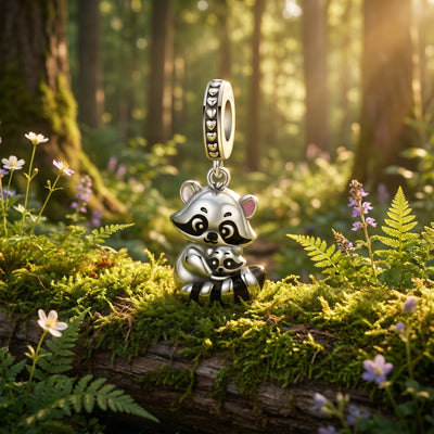 Charm pendant, raton laveur mère bébé mignon, pour femme, modèle Ratonina