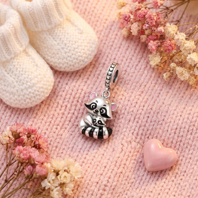 Charm pendant, raton laveur mère bébé mignon, pour femme, modèle Ratonina