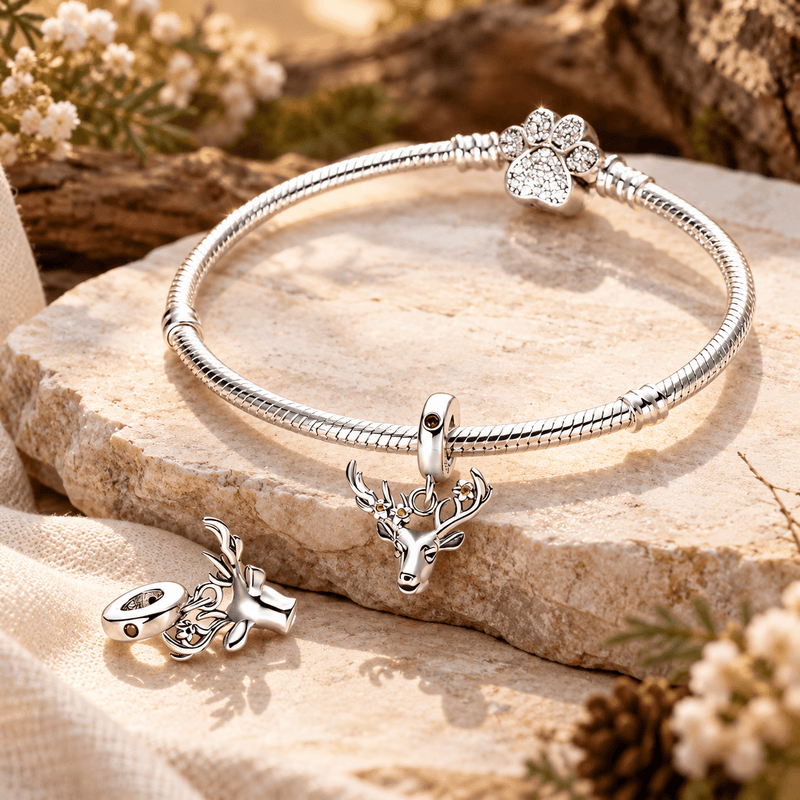 Charm-Anhänger Hirschkopf, für Damen, Modell Ailith