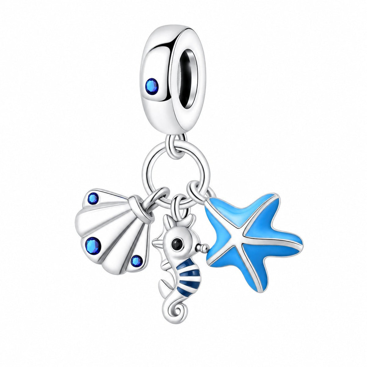 Charm-Anhänger, Trio Seepferdchen, für Damen, Modell Thalassia