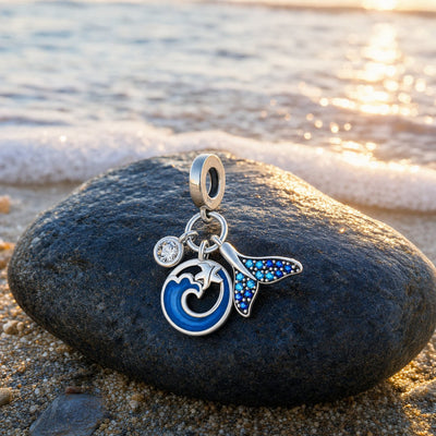 Pendente charm, trio de ondas, para mulher, modelo Maristella
