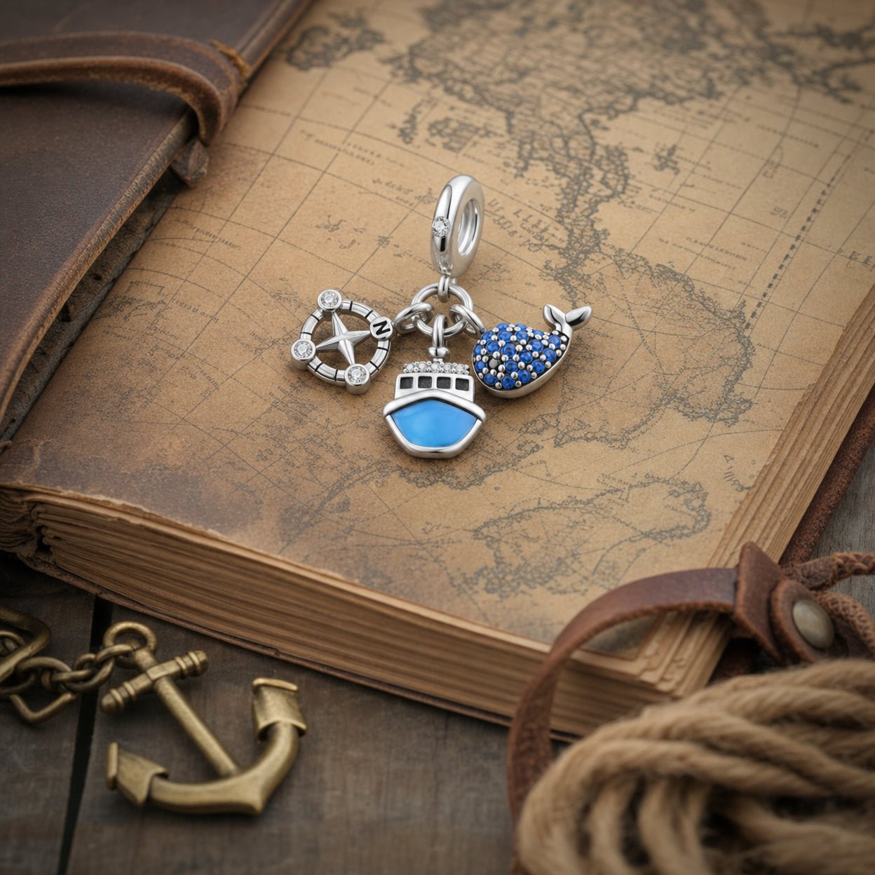Zawieszka Charm, trio morskich podróży, dla kobiet, model Navig