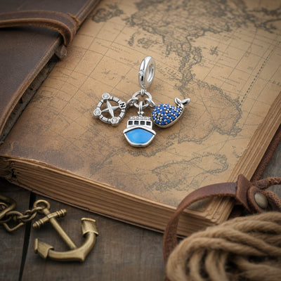 Charm-vedhæng, trio maritim rejse, til kvinder, model Navig