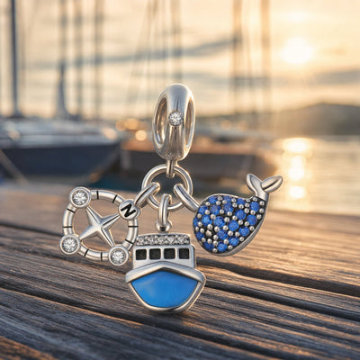 Charm-vedhæng, trio maritim rejse, til kvinder, model Navig