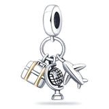 Charm pendant valise-globe-avion, pour femme, modèle Seraphina - La Boutique du Bracelet