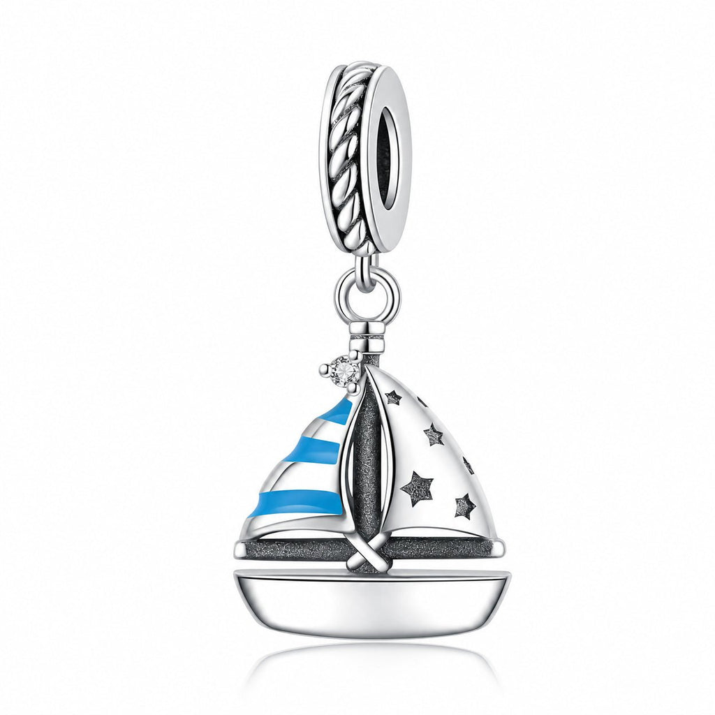Charm pendant, blue sailboat, for women, Velifica model