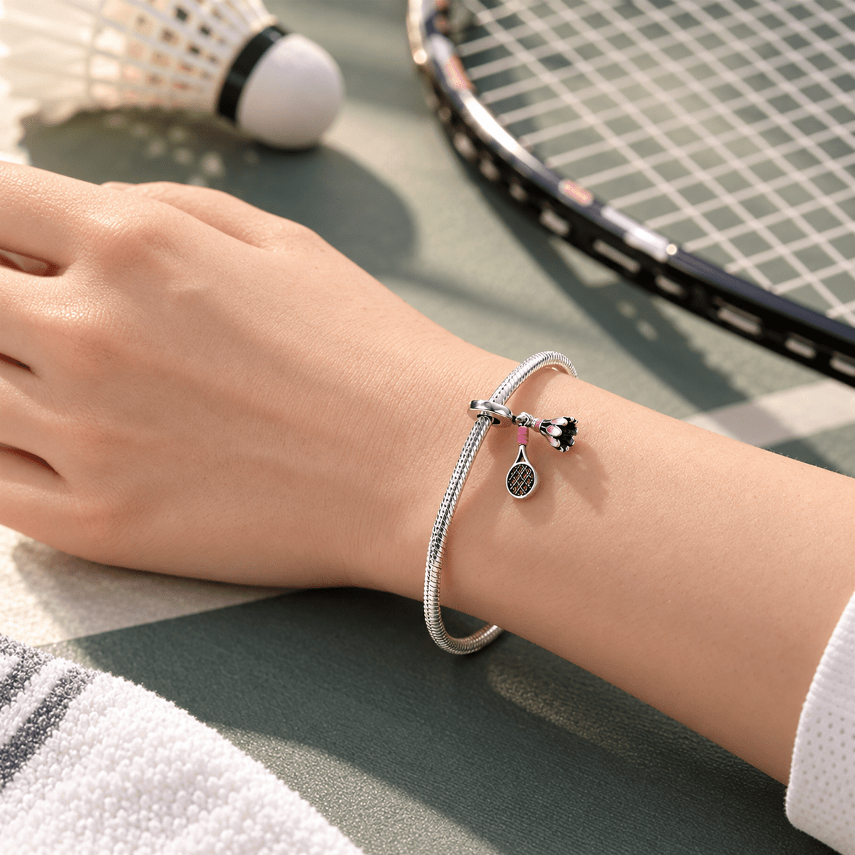 Pendente com pingente de volante e raquete de badminton, para mulher, modelo Isaure