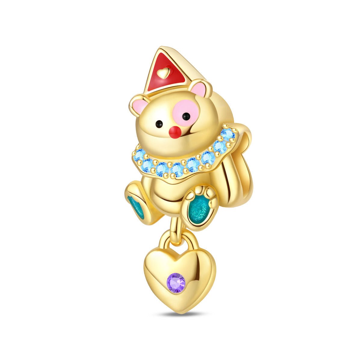 Charm, Pendentif cirque et fête foraine en argent, pour femme, modèle Clown Joyeux et Cœur