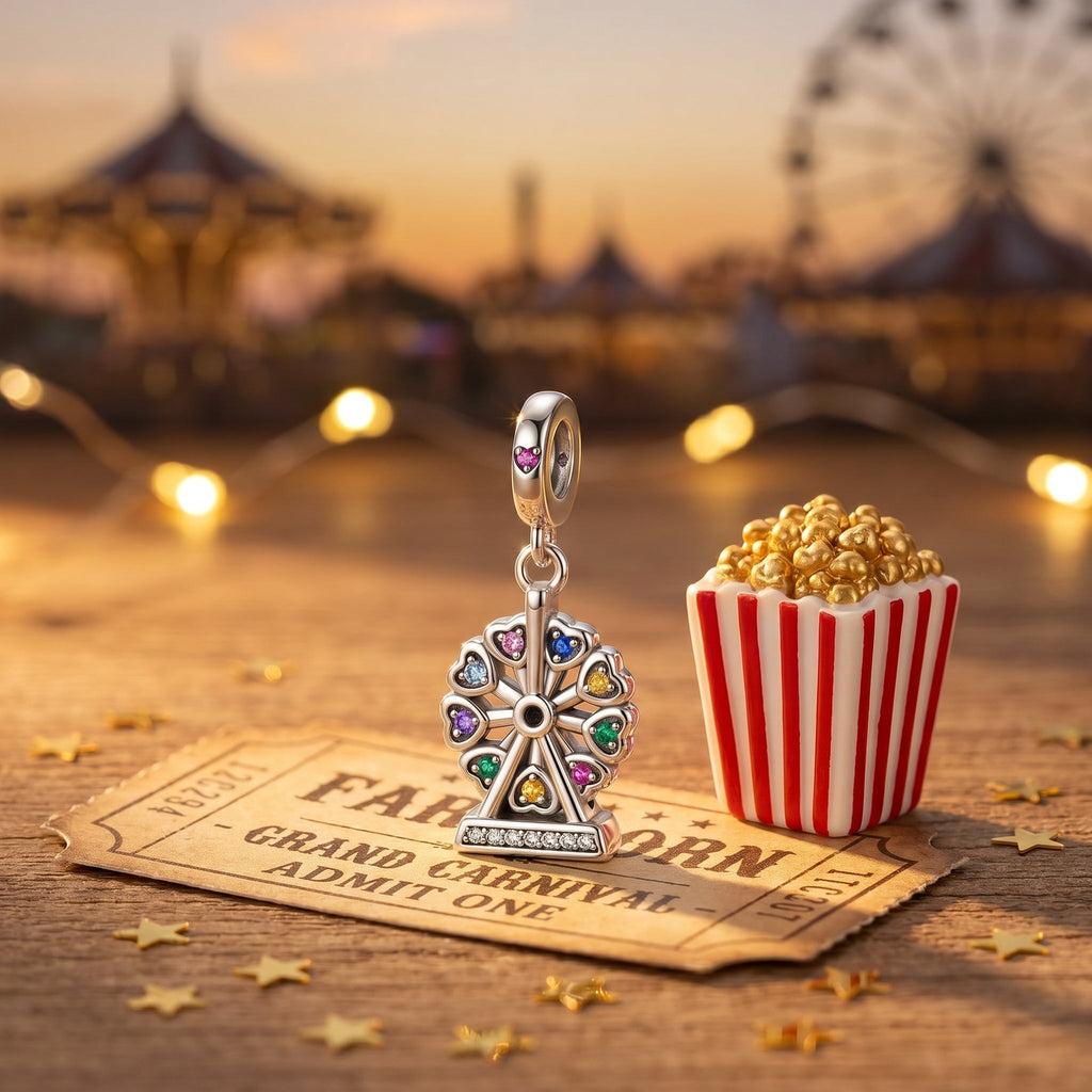 Charm, Pendentif cirque et fête foraine en argent, pour femme, modèle Grande Roue Festive