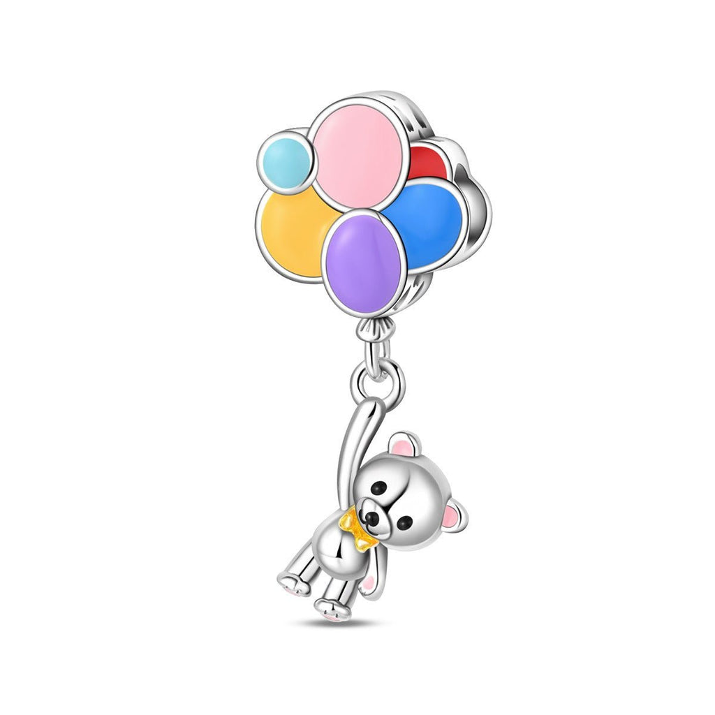 Charm, Pendentif cirque et fête foraine en argent, pour femme, modèle Ourson aux Ballons
