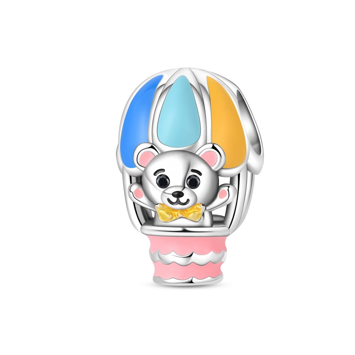 Charm, Pendentif cirque et fête foraine en argent, pour femme, modèle Ourson en Montgolfière