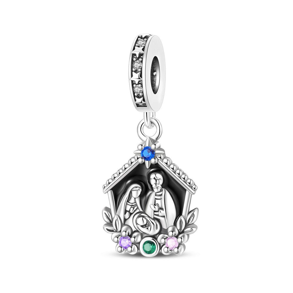 Charm, Pendentif famille et spiritualité en argent, pour femme, modèle Nativité Étoilée
