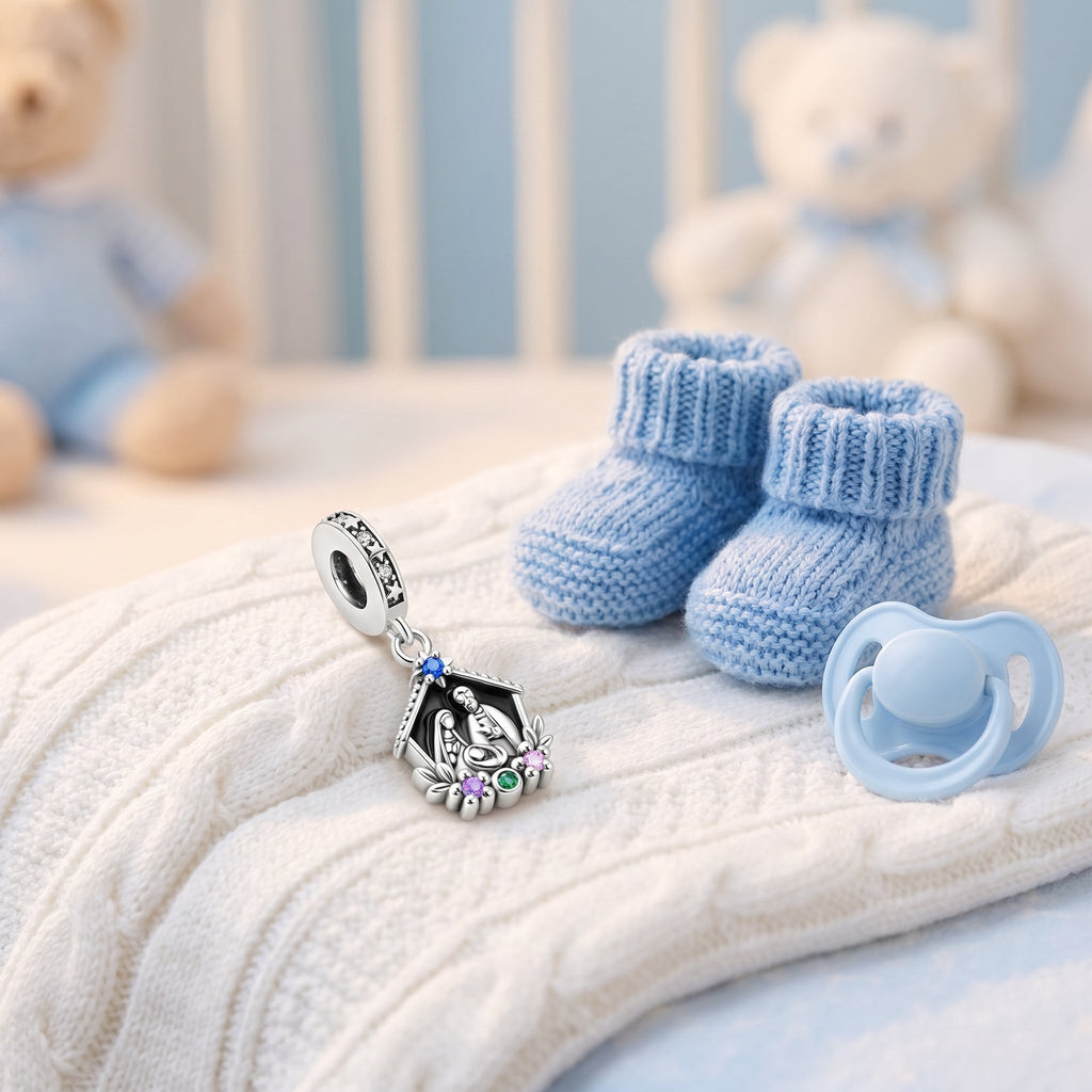 Charm, Pendentif famille et spiritualité en argent, pour femme, modèle Nativité Étoilée
