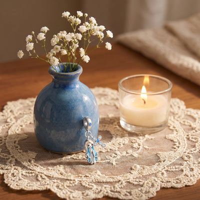 Dubbele hanger bedel Heilige Maagd Maria en kruis bezet met zirkonia's, voor dames, model Heilige Maagd Maria en Hemels Kruis