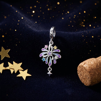 Fireworks pendant charm, multicolored enamel and zircons, for women, model Multicolored Fireworks