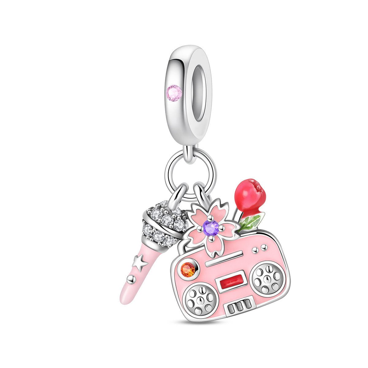 Charm, Pendentif fête et festivités en argent, pour femme, modèle Musique en Fleurs
