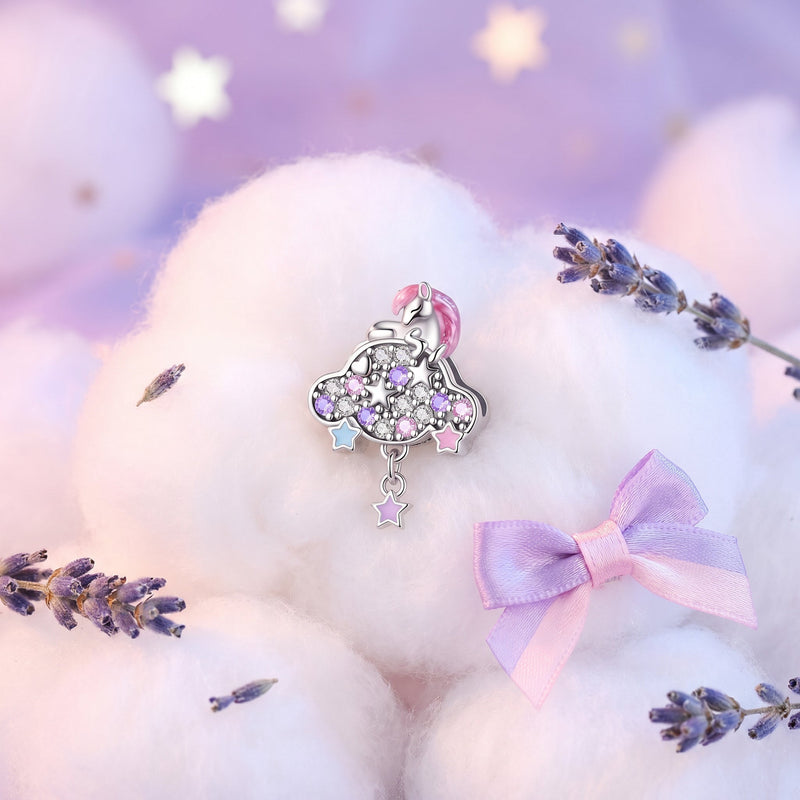 Charm, Pendentif licorne magique en argent, pour femme, modèle Licorne sur son Nuage