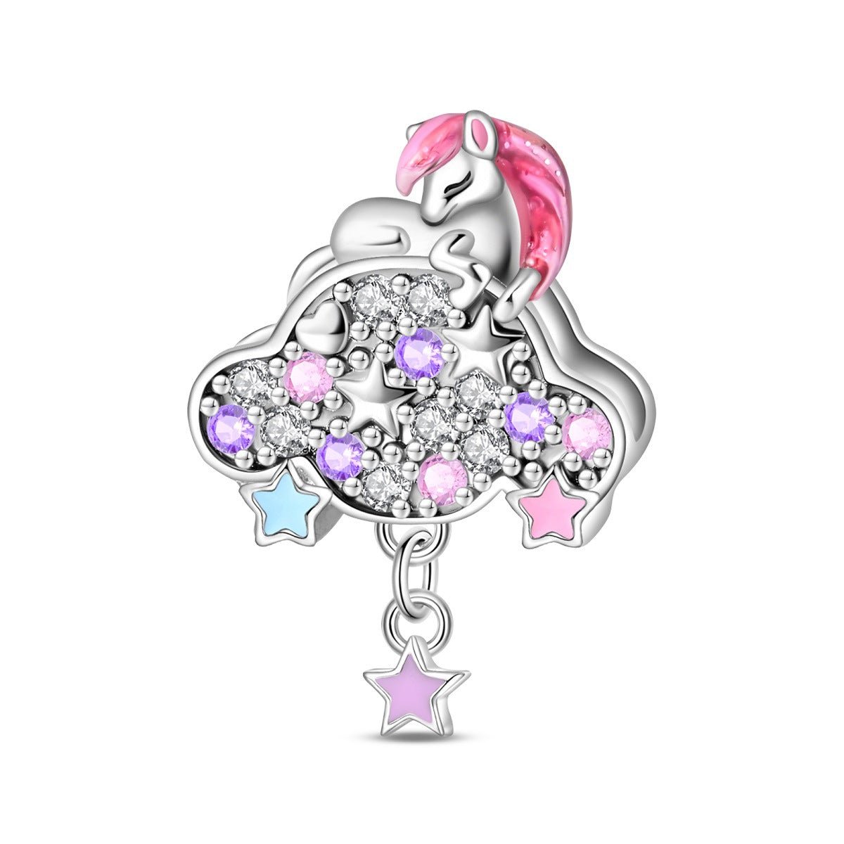 Charm, Pendentif licorne magique en argent, pour femme, modèle Licorne sur son Nuage