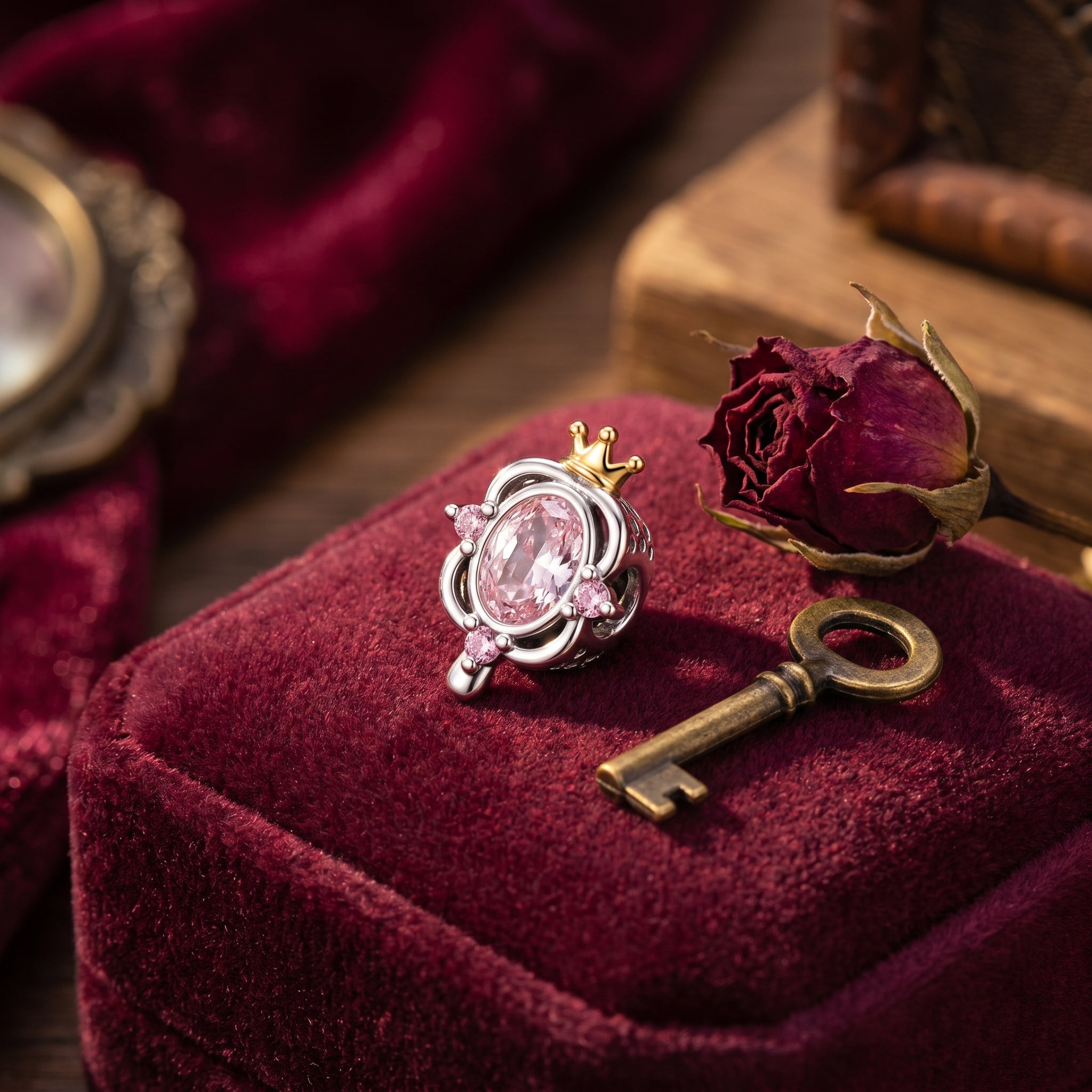 Charm, Pendentif princesse féérique en argent, pour femme, modèle Miroir Magique Royal