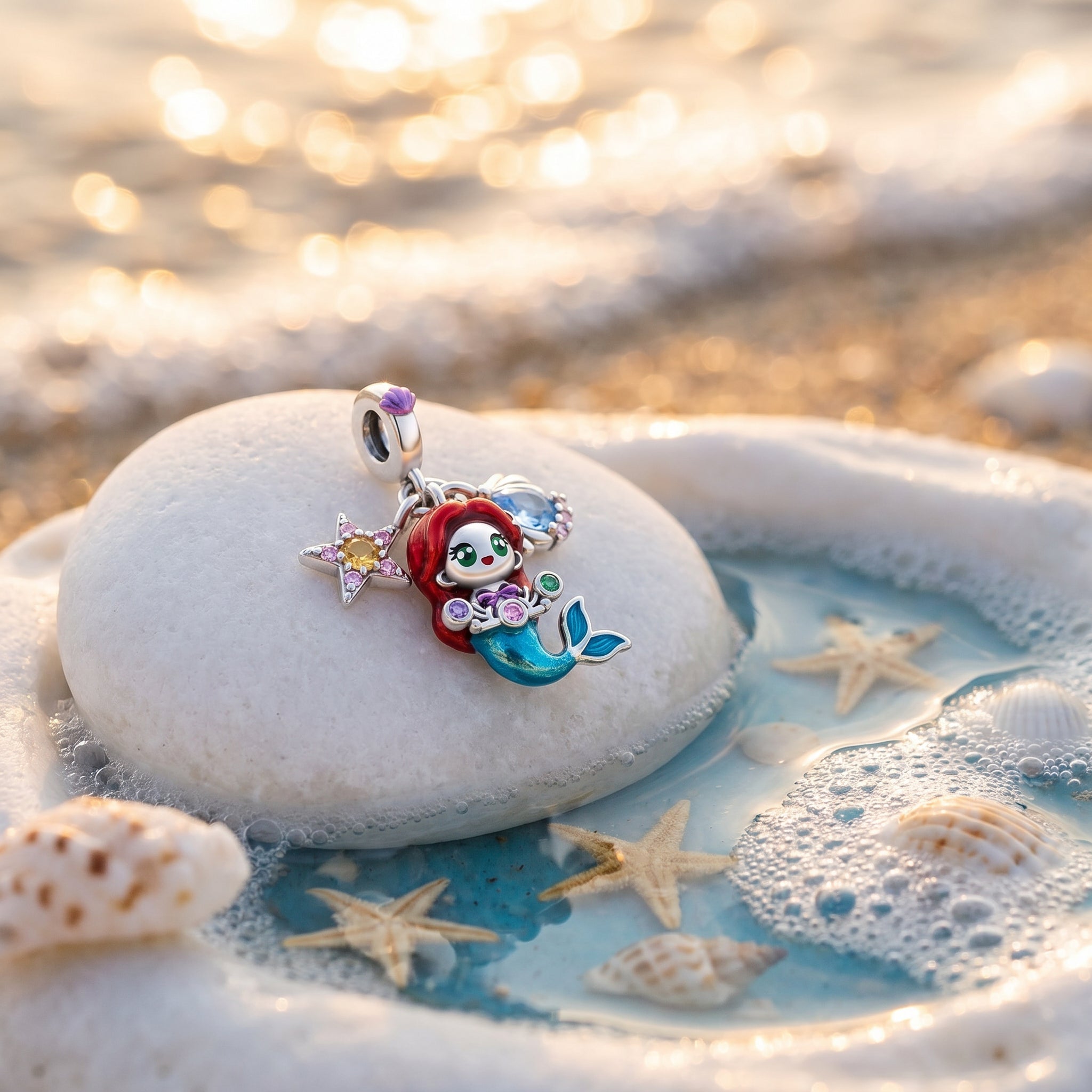 Charm, pendente principessa fiabesca in argento, da donna, modello Principessa dell’Oceano