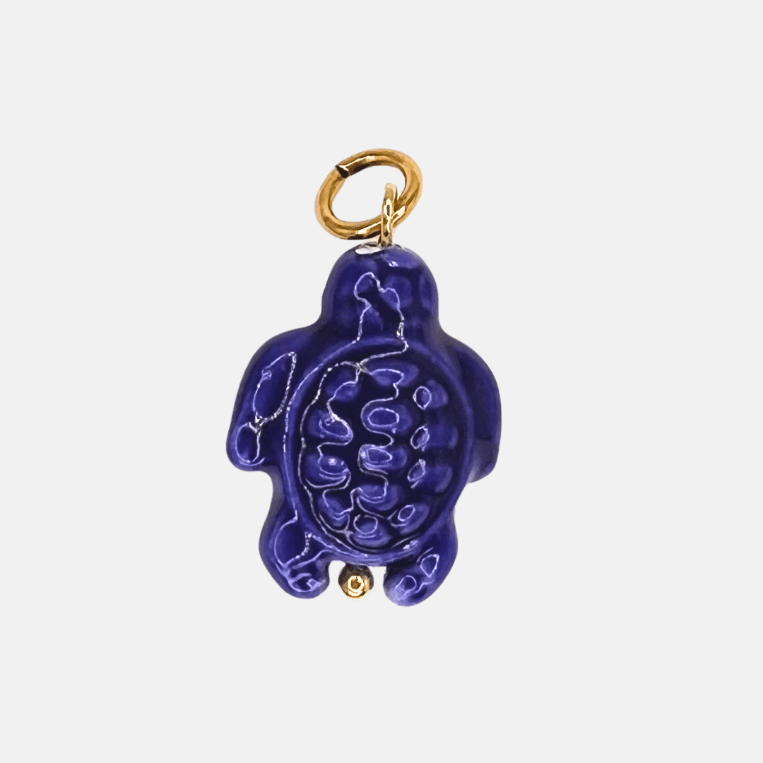 Charm for chain bracelet, navy blue turtle model